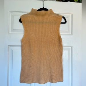 Magaschoni Womens Cashmere Tank Sweater Mock Neck Sleeveless Yellow Gold Medium
